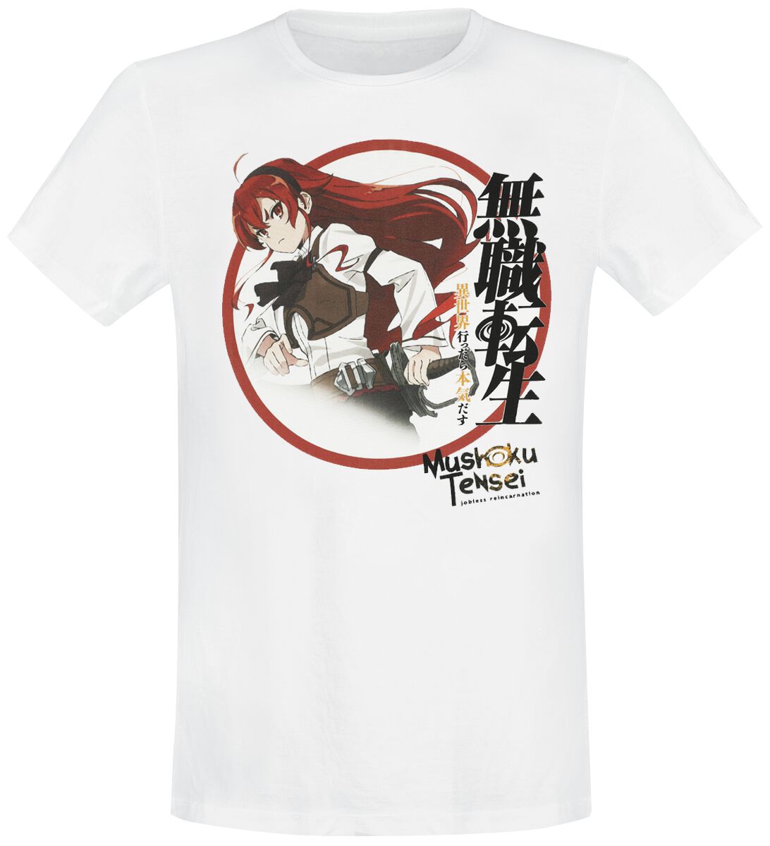 Mushoku Tensei - Anime T-Shirt - Eris Boreas Greyrat - S bis M - für Männer - Größe M - weiß  - Lizenzierter Fanartikel von Mushoku Tensei