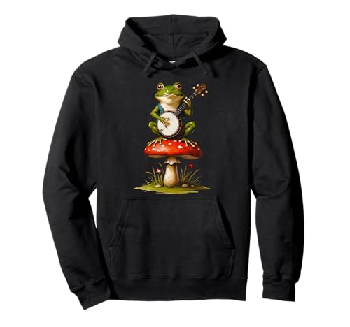 Banjo spielt Frosch auf Fliegenpilz Naturecore Jugend Frauen Mädchen Pullover Hoodie von Mushroom Forest Animals Fairycore Woodlandcore Kid