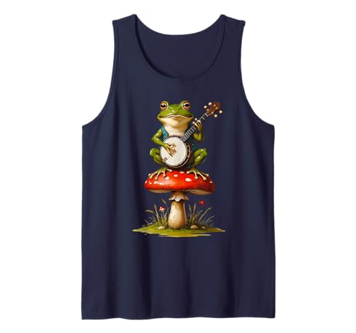 Banjo spielt Frosch auf Fliegenpilz Naturecore Jugend Frauen Mädchen Tank Top von Mushroom Forest Animals Fairycore Woodlandcore Kid
