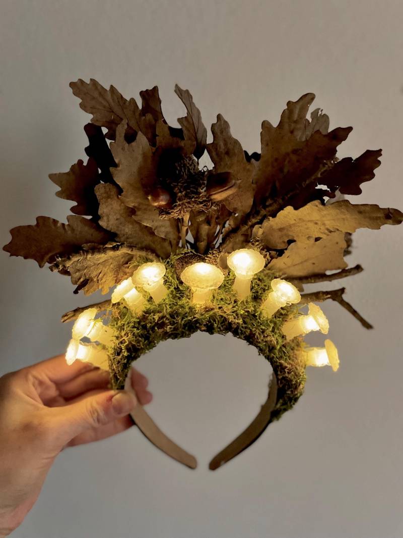 Leuchtende Pilz-Feenkrone - Halloween-Rave-Kopfschmuck Wald-Fantasy-Kostüm von Mushroomsland