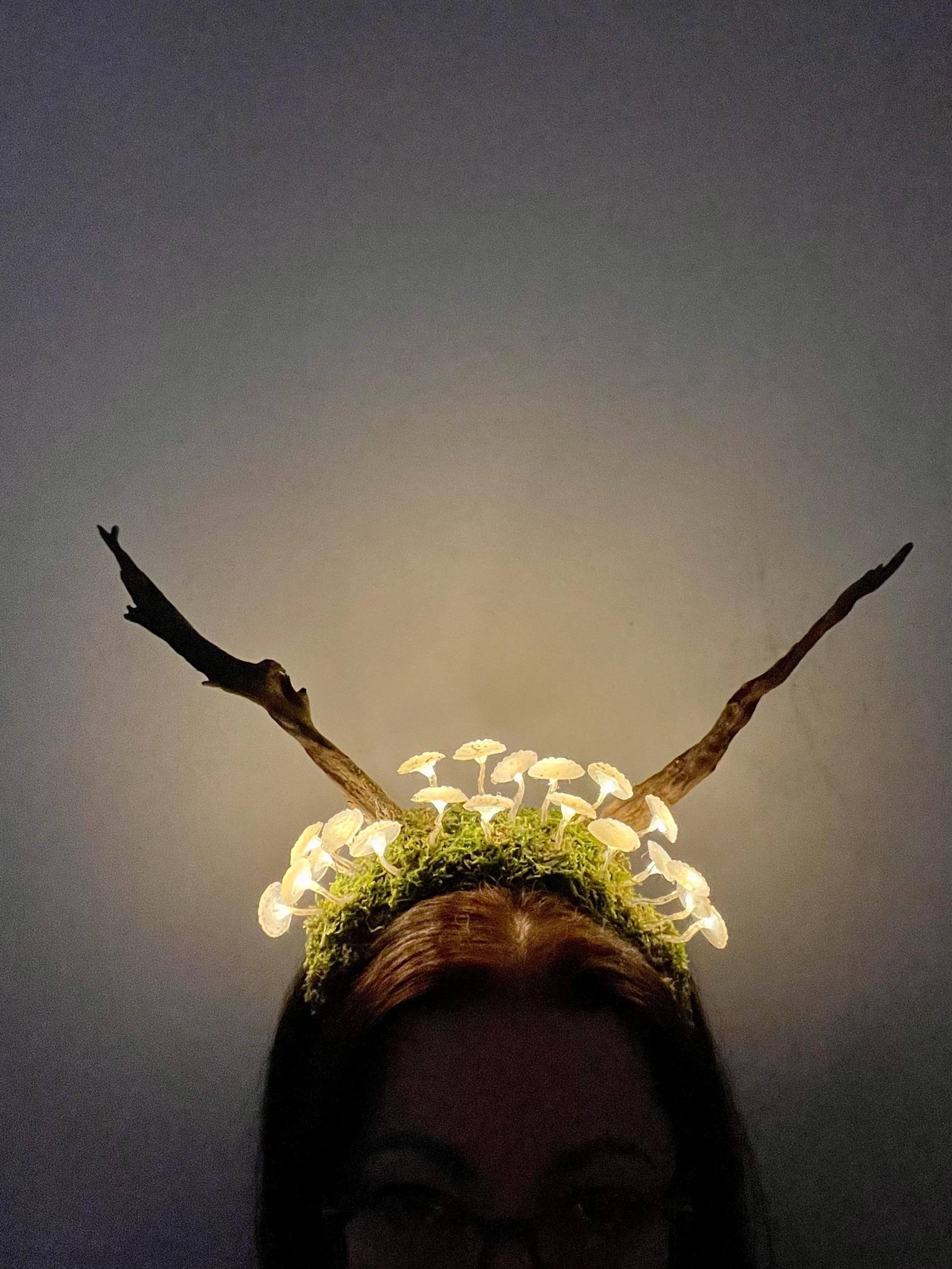 Leuchtende Pilz-Feenkrone - Halloween Rave Headpiece Woodland Fantasy Kostüm von Mushroomsland