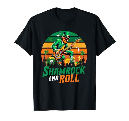 Vintage Shamrock St. Patrick's Day Irish Man Guitarist Rock T-Shirt von Music, Guitar St. Patrick's Day Costume