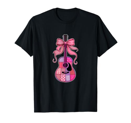 Guitar Floral Pink Color Bow Tie Girl Women Player Guitarist T-Shirt von Music, Guitar Vacations Costume