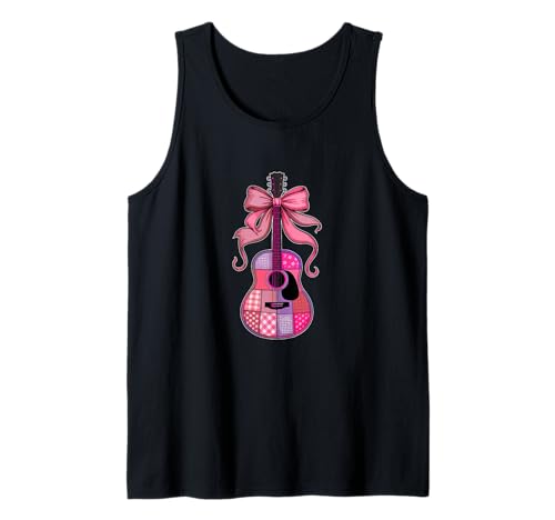 Guitar Floral Pink Color Bow Tie Girl Women Player Guitarist Tank Top von Music, Guitar Vacations Costume