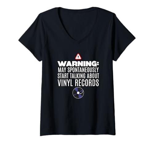 Damen Kann spontan anfangen, über Schallplatten zu sprechen T-Shirt mit V-Ausschnitt Damen Kann spontan anfangen, über Schallplatten zu sprechen T-Shirt mit V-Ausschnitt von Music Collector Funny Designs For All