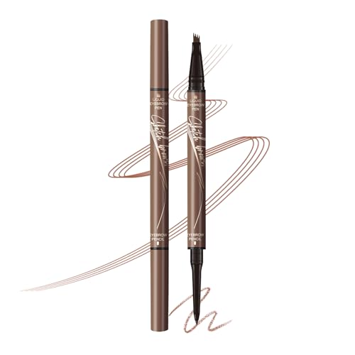 Music Flower Dual-Ended Augenbrauenstift Ultra-feiner Bleistift und Vier-Spitze flüssiger Augenbrauenstift für schnelle und präzise Brow Definition, Augen Make-up Geschenke für Frauen, Braun von Music Flower