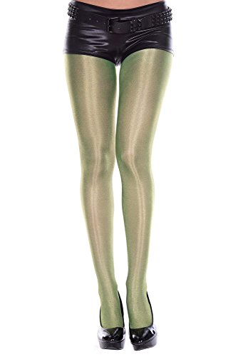 Music Legs Glänzende metallische Strumpfhosen für Damen, neon green, Einheitsgre von Music Legs