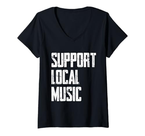 Damen Support Local Music T-Shirt mit V-Ausschnitt Damen Support Local Music T-Shirt mit V-Ausschnitt von Music Lover Support Local Music