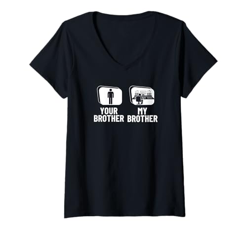 Damen Your Brother My Brother Audio Engineer Lustiger Musikproduzent T-Shirt mit V-Ausschnitt von Music Producer Gifts For Men