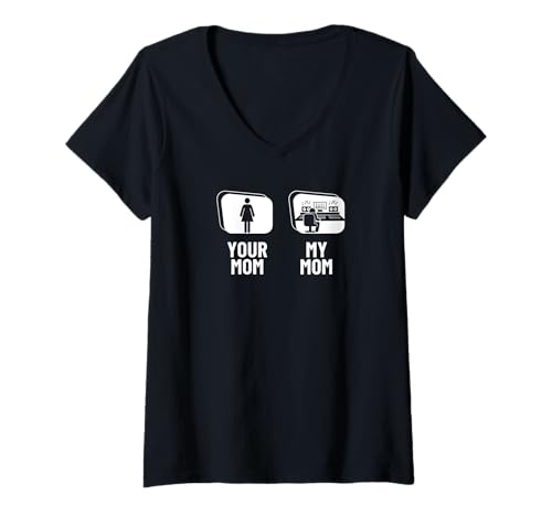 Damen Your Mom My Mom Daughter Audio Engineer Lustiger Musikproduzent T-Shirt mit V-Ausschnitt von Music Producer Gifts For Men