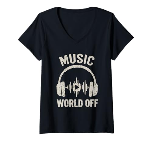 Damen World Off Lustiger Musikliebhaber Beat Makers Musikproduzent Herren T-Shirt mit V-Ausschnitt Damen World Off Lustiger Musikliebhaber Beat Makers Musikproduzent Herren T-Shirt mit V-Ausschnitt von Music Producer Music Production Apparel Co.
