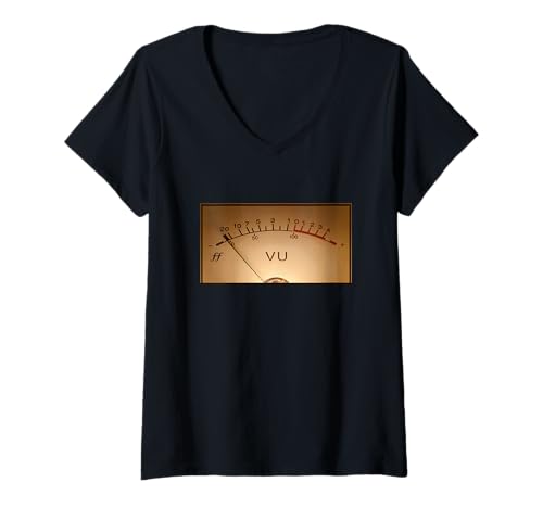 Damen VU Meter Audiofile Musikproduzent Vintage Retro Studio Gear T-Shirt mit V-Ausschnitt Damen VU Meter Audiofile Musikproduzent Vintage Retro Studio Gear T-Shirt mit V-Ausschnitt von Music Producer Tee