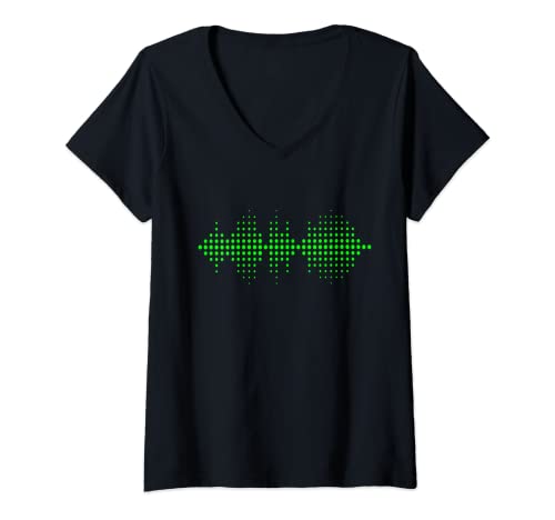 Damen Sound Wave T-Shirt Soundwave Music Beats T-Shirt mit V-Ausschnitt von Music Sound Shirts
