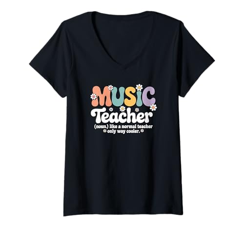 Damen Musiklehrer Singing Piano Guitar Teacher Back to School T-Shirt mit V-Ausschnitt Damen Musiklehrer Singing Piano Guitar Teacher Back to School T-Shirt mit V-Ausschnitt von Music Teacher Apparel for Women & Men