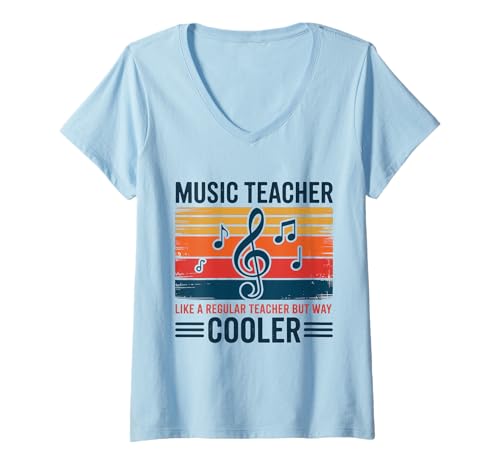 Damen Musiklehrer Wie EIN normaler Lehrer, Aber viel Cooler, lustig T-Shirt mit V-Ausschnitt Damen Musiklehrer Wie EIN normaler Lehrer, Aber viel Cooler, lustig T-Shirt mit V-Ausschnitt von Music Teacher Back To School