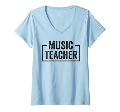 Damen Music Teacher T-Shirt mit V-Ausschnitt von Music Teacher Job Lover Design