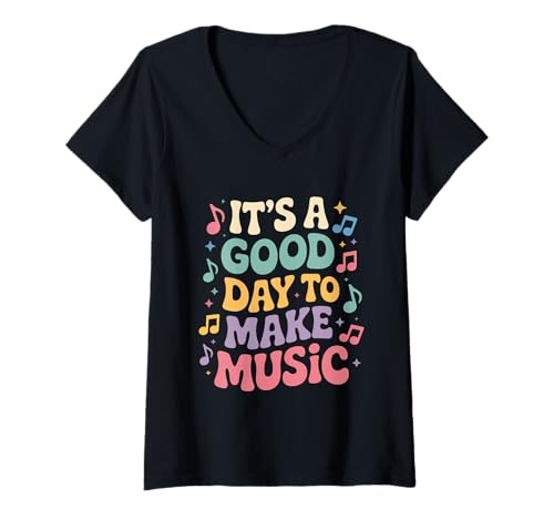 Damen Es ist EIN guter Tag, um Musiklehrer zu Werden T-Shirt mit V-Ausschnitt Damen Es ist EIN guter Tag, um Musiklehrer zu Werden T-Shirt mit V-Ausschnitt von Music Teacher Music Therapist