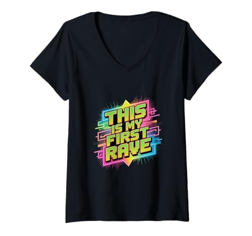 Damen Das ist Mein erster Rave T-Shirt mit V-Ausschnitt Damen Das ist Mein erster Rave T-Shirt mit V-Ausschnitt von Music tees