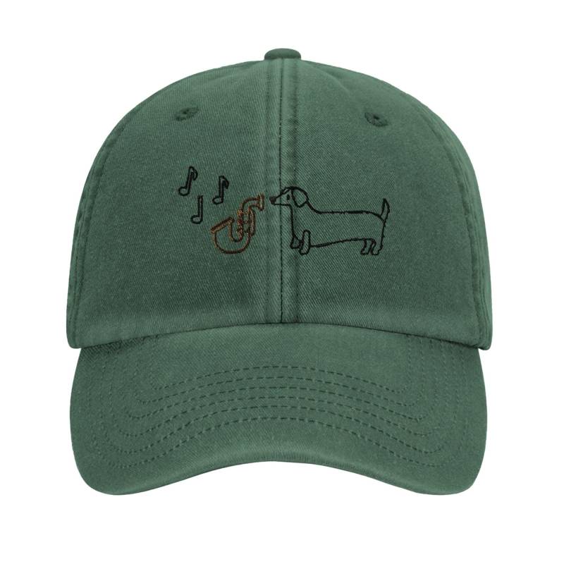 Vintage Dad Cap - Saxophon Dackel -Flaschengrün Vintage Dad Cap - Saxophon Dackel -Flaschengrün von MusicCatsCreations