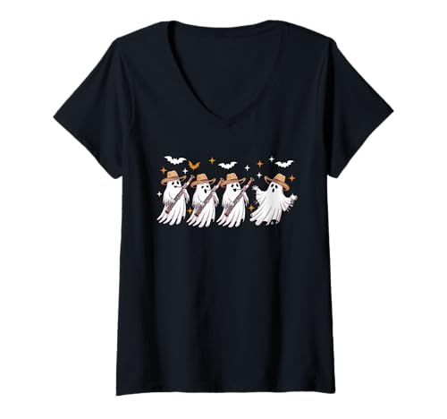 Damen Group Boos Playing Bassoon Halloween Instrument Musical T-Shirt mit V-Ausschnitt von Musical, Musician Halloween Costume