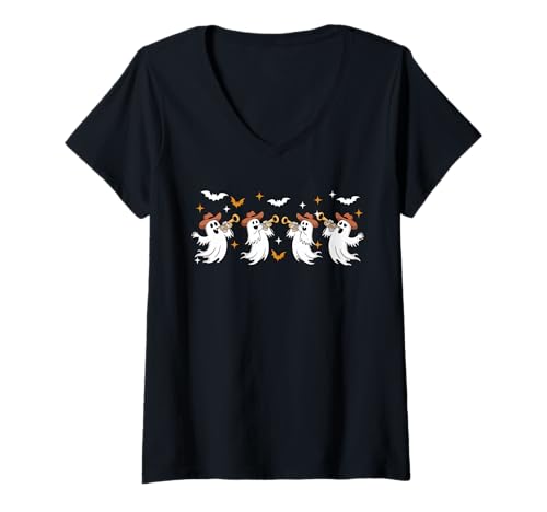 Damen Group Boos Playing Trumpet Halloween Instrument Musical T-Shirt mit V-Ausschnitt von Musical, Musician Halloween Costume