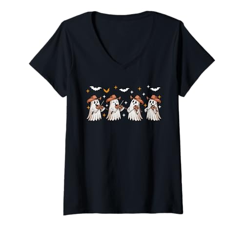 Damen Group Boos Playing Violin Halloween Instrument Musical T-Shirt mit V-Ausschnitt von Musical, Musician Halloween Costume