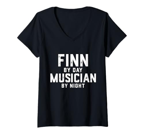 Damen Finn Musiker Meme Halloween Kostüm Gen Z Millennial Finn T-Shirt mit V-Ausschnitt von Musician Gifts & Accessories
