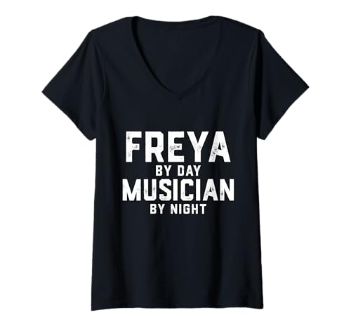 Damen Freya Musiker Kostüm Gen Z Millennial Music Freya Song T-Shirt mit V-Ausschnitt von Musician Gifts & Accessories