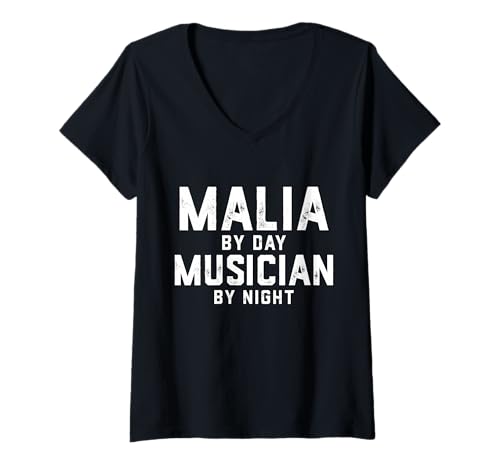Damen Malia Musiker Kostüm Gen Z Millennial Music Malia Song T-Shirt mit V-Ausschnitt von Musician Gifts & Accessories