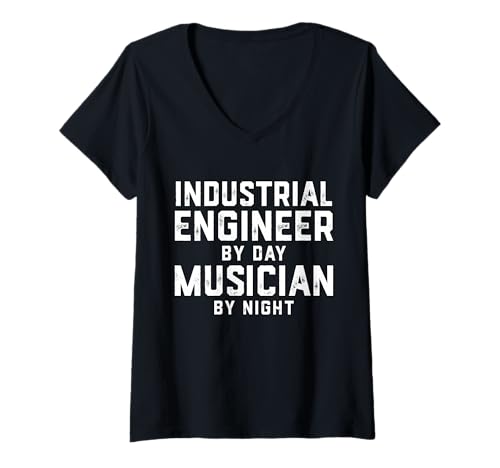 Damen Wirtschaftsingenieur bei Tag Musiker bei Nacht Ingenieurjob T-Shirt mit V-Ausschnitt von Musician Gifts & Accessories