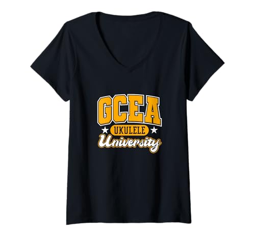 Damen GCEA Ukulelen-Spieler, lustiger Musik-Student, College-Stil T-Shirt mit V-Ausschnitt Damen GCEA Ukulelen-Spieler, lustiger Musik-Student, College-Stil T-Shirt mit V-Ausschnitt von Musician Humor Funny Music Teacher Ukulele Lovers