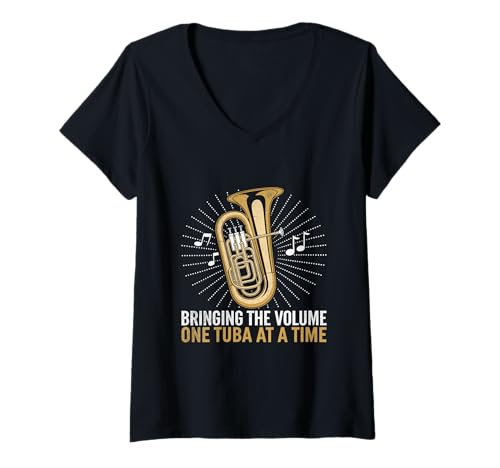 Damen Bringing The Volume One Tuba At A Time Musiker Tubaist Tuba T-Shirt mit V-Ausschnitt von Musician Tuba Player Gifts Music Tubist Sayings