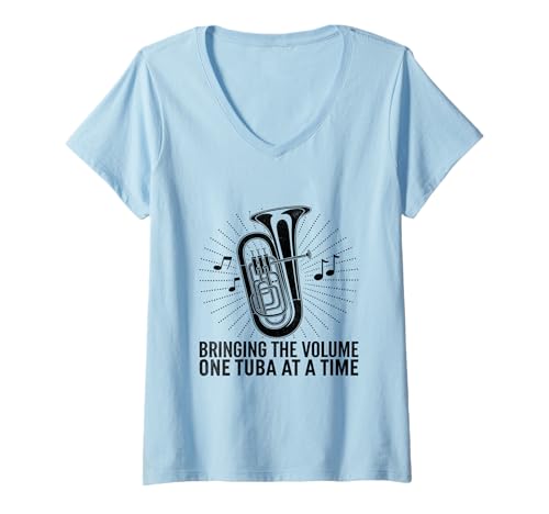 Damen Bringing The Volume One Tuba At A Time Musiker Tubaist Tuba T-Shirt mit V-Ausschnitt von Musician Tuba Player Gifts Music Tubist Sayings