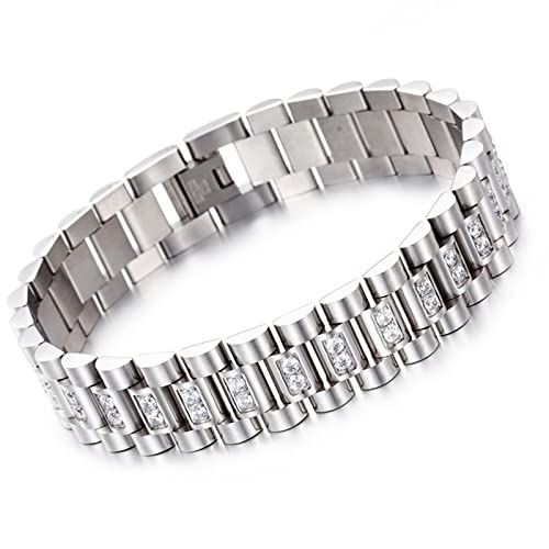 Armbänder Herren Silber, Männer Armreif Einfacher Diamant Herrenarmband Edelstahl Herren Schmuck Ü30 Geschenke Männer von Musihy