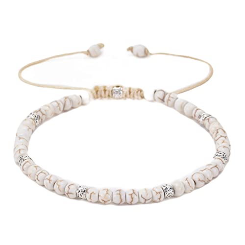 Bead Armband, Männer Armband Champagne Verstellbare Runde Glatte Perlen 4MM Perlenarmband Umfang 19CM von Musihy