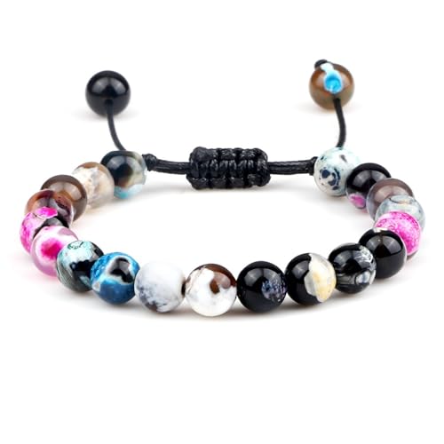 Chakra Armband Männer, 1Pcs 8mm Vielfarbig Achat Stein Armband für Männer/Frauen | Einstellbar Länge 17-30CM Chakra Armband Männer, 1Pcs 8mm Vielfarbig Achat Stein Armband für Männer/Frauen | Einstellbar Länge 17-30CM von Musihy