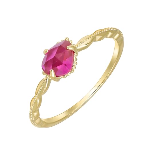 Damen Goldring 585, 14K Gelbgold Ringe mit Ruby erstellt, Größe 63 (20.1) von Musihy