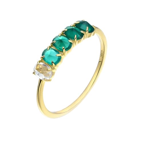 Frauen Damen Hochzeit Ringe Gold, 14K Gelbgold Verlobungsring mit Achat, Größe 65 (20.7) von Musihy