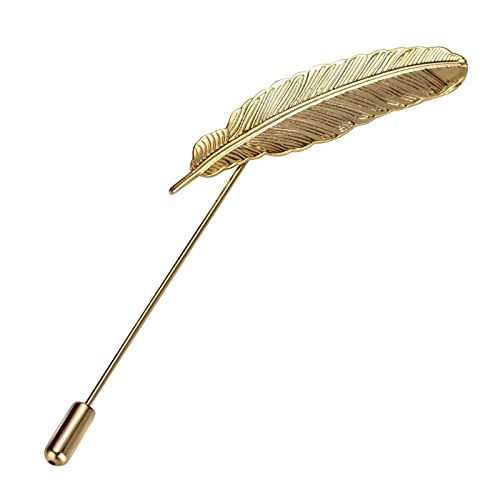 Herren Anstecknadel für Anzüge Brosche, Feder Edelstahl Herren Brosche Kette Gold Herren Brosche Anzug Zubehör Männer Vater S Tag Geschenke für Männer, Feder, Edelstahl, Kein Edelstein von Musihy