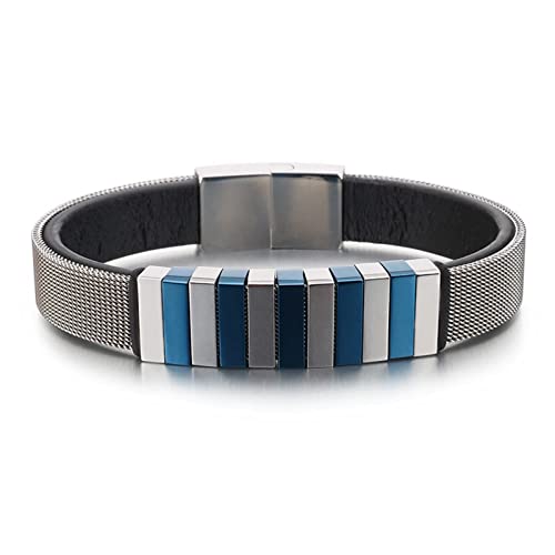 Herren Armbänder Leder, Armreif Männer Blau Mann Armband Retikulation Herren Schmuck für Männer Geschenke von Musihy