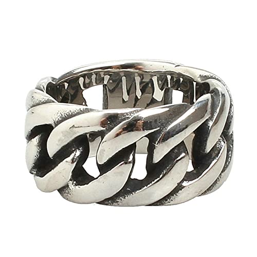 Herrenringe Edelstahl, Vintage Ring Men Men Rings Silver Punk Rock Kubanischer Kettenring Größe 52 (16.6) von Musihy