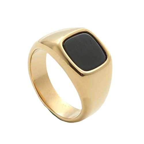 Männen Ring, Ringe Herren Titan Männer Ring Gold Quadratischer Dicker Ring Größe 65 (20.7) Ring Schmuck von Musihy