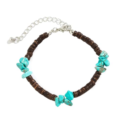 Musihy Armband Perlen Türkis, Perlen-Armband aus Legierung Perle mit unregelmäßigem Stein für Herren Damen Türkis, 23CM von Musihy