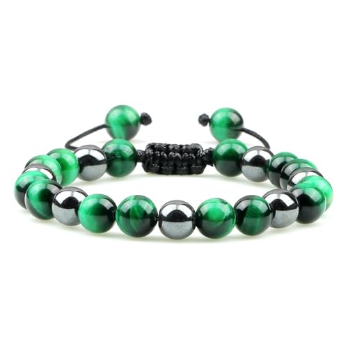 Musihy Chakra Armband Herren, 1Pcs 8mm Grün Hämatit Stein Armband für Herren Damen | Einstellbar Länge 17-30CM Musihy Chakra Armband Herren, 1Pcs 8mm Grün Hämatit Stein Armband für Herren Damen | Einstellbar Länge 17-30CM von Musihy
