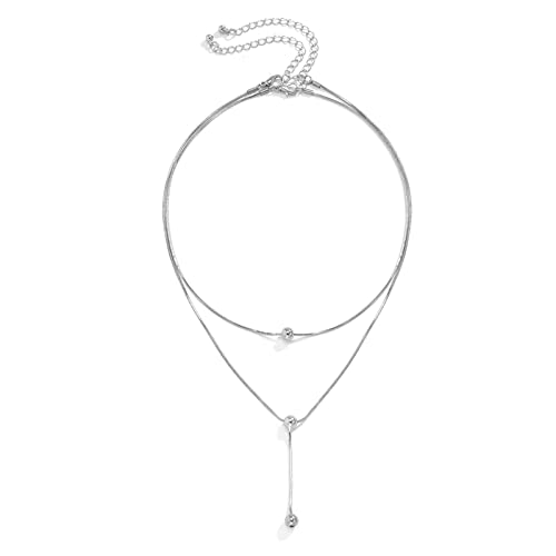 Musihy Damen Kette Silber Doppelt, Silberkette Collier Halsketten für Frauen Korn Necklace Jewelry von Musihy