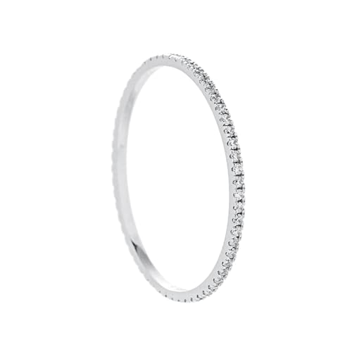 Musihy Damen Ringe, 2,5 mm modischer Ring mit Moissanit für Damen, Silber, Größe 54 (17.2) von Musihy