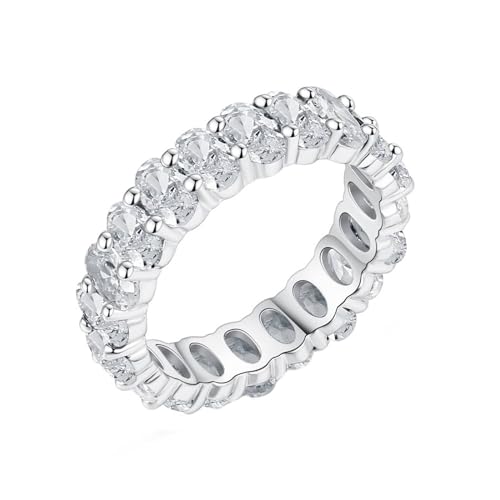 Musihy Damen Ringe, 4-Stift-Verlobungsring mit ovalem Zirkonia für Sie, 5 mm, Silber, Größe 54 (17.2) von Musihy