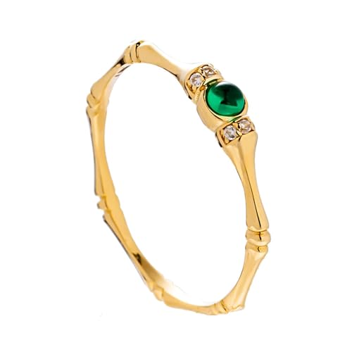 Musihy Damen Ringe, Ring mit Knochenmuster und Smaragd und Moissanit für Damen, Gold, Größe 50 (15.9) von Musihy
