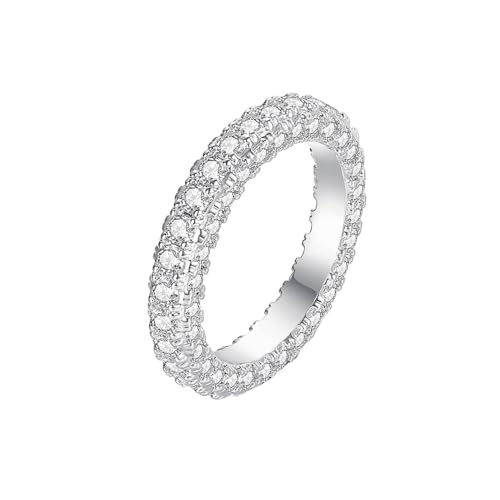 Musihy Damen Ringe, Runder Zirkonia-Verlobungsring für Sie, 3,9 mm, Silber, Größe 57 (18.1) von Musihy