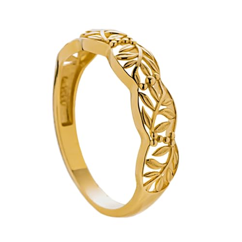Musihy Damen Ringe, Verlobungsring mit ausgehöhltem Blattmuster für Frauen, 14K Gold, Größe 54 (17.2) von Musihy